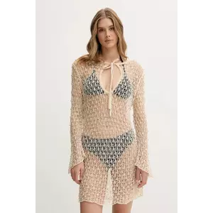 Desigual rochie de plajă CANCUN DRESS culoarea bej, 25SWMK23 imagine