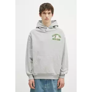 Billionaire Boys Club hanorac de bumbac Duck Varsity Embroidered Popover Hood barbati, culoarea gri, cu glugă, cu imprimeu, B24451 imagine