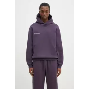Pangaia hanorac de bumbac culoarea violet, cu glugă, cu imprimeu, 10001740 imagine