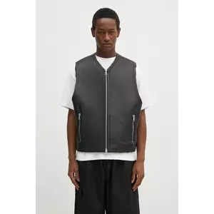 MKI MIYUKI ZOKU vesta din piele Shearling Vest barbati, culoarea negru, de tranzitie, SHEARLING.VEST.BLACK imagine