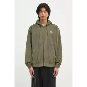 adidas Originals hanorac din catifea Cord Hoodie culoarea verde, cu glugă, neted, JD5394 imagine