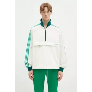 adidas Originals hanorac de bumbac Pullover barbati, culoarea bej, cu imprimeu, JC8375 imagine