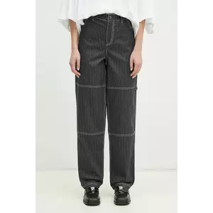 adidas Originals pantaloni Aop Pant femei, culoarea gri, fason cargo, high waist, JJ3140 imagine