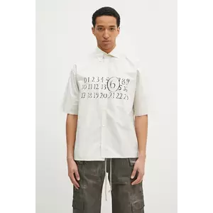 MM6 Maison Margiela camasa din bumbac barbati, culoarea bej, relaxed, SH0DR0007 imagine