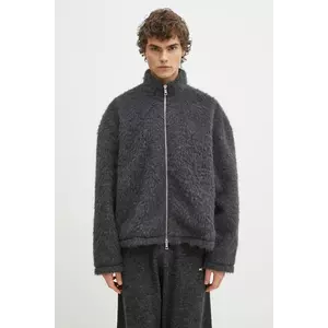MKI MIYUKI ZOKU geaca Faux Alpaca Track Jacket culoarea gri, de tranzitie, oversize, FAUX.ALPACA.TRACK.CH imagine
