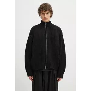 MKI MIYUKI ZOKU cardigan din amestec de lana Chuky Rib Knit Track Jacket barbati, culoarea negru, CHUKY.RIB.KNIT.TRACK.BL imagine