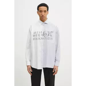 MM6 Maison Margiela camasa din bumbac barbati, culoarea alb, cu guler button-down, relaxed, SH0DT0025 imagine