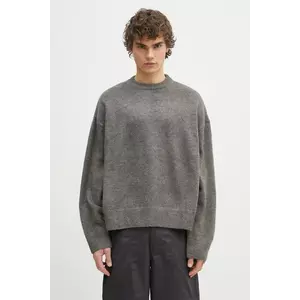 MKI MIYUKI ZOKU pulover din amestec de lana Mohair Blend Knit Crew barbati, culoarea gri, MOHAIR.BLEND.KNIT.CR.BR imagine