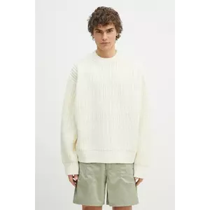 MKI MIYUKI ZOKU pulover din amestec de lana Chunky Rib Knit Crewneck barbati, culoarea bej, călduros, CHUNKY.RIB.KNIT.CREWNE. imagine