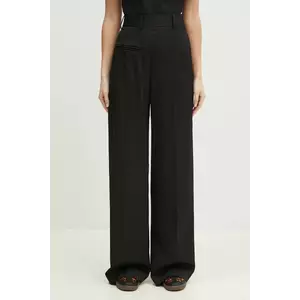 MM6 Maison Margiela pantaloni din lana femei, culoarea negru, drept, high waist, S52KA0516 imagine