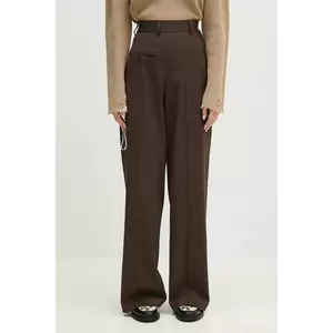 MM6 Maison Margiela pantaloni din lana femei, culoarea maro, drept, high waist, S52KA0516 imagine