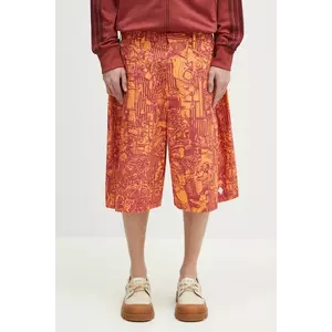 Marcelo Burlon pantaloni scurti din bumbac Aop Mech Pajama Shorts Orange Burgundy barbati, culoarea portocaliu, CMCB00AS25FAB0012028 imagine