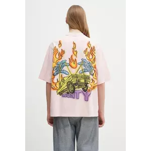 Marcelo Burlon tricou din bumbac County Flame Boxy T-Shirt Pink Red barbati, culoarea roz, cu imprimeu, CMAA05AS25JER0073025 imagine