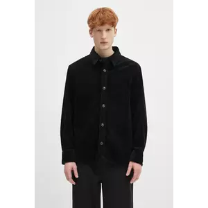 A.P.C. cămașă din velur surchemise boris bărbați, culoarea negru, cu guler clasic, relaxed, COHDW.H02811 imagine