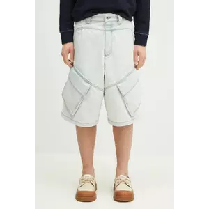 Marcelo Burlon pantaloni scurți jeans Bleach Dnm Wide Cargo Shorts Light Blue bărbați, CMYC003S25DEN0014000 imagine