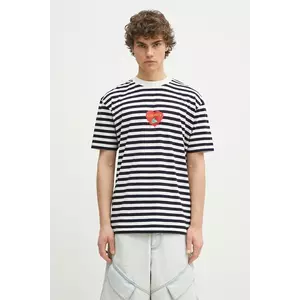 Marcelo Burlon tricou din bumbac Bunny Heart Stripe Basic Tee White Navy bărbați, culoarea bleumarin, cu imprimeu, CMAA056S25JER0060146 imagine