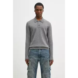 Norse Projects pulover de lână Norse Standard Merino Lambswool Polo bărbați, culoarea gri, N45.0621.1500 imagine