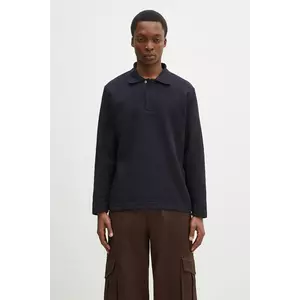 Norse Projects pulover Ruben Double Face LS Polo bărbați, culoarea bleumarin, N10.0214.7004 imagine