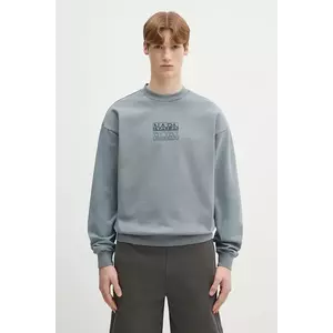 Napapijri hanorac de bumbac B-Cortona barbati, culoarea gri, cu imprimeu, NP0A4ICBG1Y1 imagine