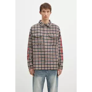 Billionaire Boys Club camasa din lână Check Shirt culoarea bej, cu guler clasic, regular fit, B24429 imagine