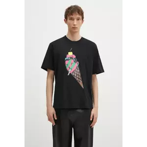 ICECREAM tricou din bumbac Cone Man bărbați, culoarea negru, cu imprimeu, IC24483 imagine