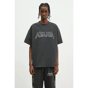 KSUBI tricou din bumbac Electric Ekcess barbati, culoarea gri, cu imprimeu, MPS25TE009 imagine