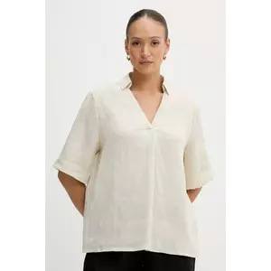 United Colors of Benetton bluză din in culoarea bej, uni, 5BMLDQ0B6 imagine