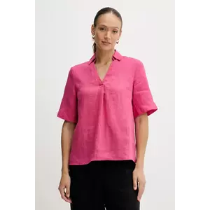 United Colors of Benetton bluză din in culoarea roz, uni, 5BMLDQ0B6 imagine