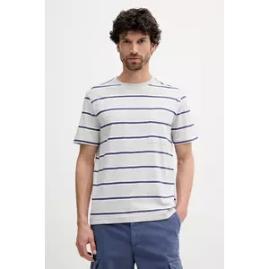 United Colors of Benetton tricou din amestec de in culoarea gri, cu imprimeu, 32UZU10A7 imagine