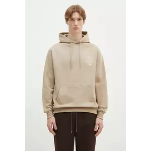 Drôle de Monsieur hanorac de bumbac Le Hoodie Slogan Vignes bărbați, culoarea bej, cu glugă, cu imprimeu, F-HO175-CO127-BG imagine