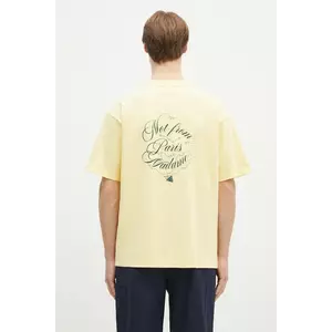 Drôle de Monsieur tricou din bumbac Le T-Shirt Slogan Vignes bărbați, culoarea galben, cu imprimeu, F-TS226-CO002-BAN imagine