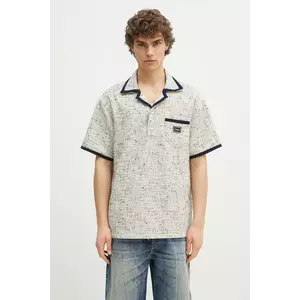 Drôle de Monsieur tricou polo Le Polo Drule Tweed bărbați, culoarea bej, cu imprimeu, G-PL153-CO177-MC imagine