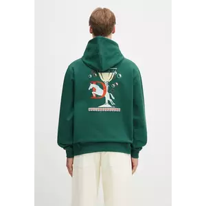 Drôle de Monsieur hanorac de bumbac Le Hoodie Polo barbati, culoarea verde, cu glugă, cu imprimeu, G-HO178-CO200-DGN imagine