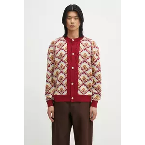 Drôle de Monsieur cardigan din lână Le Cardigan Tapisserie bărbați, culoarea bordo, G-CA134-WO021-RD imagine