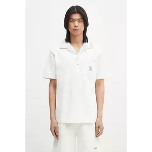 Drôle de Monsieur polo de bumbac Le Polo Pique Damier barbati, culoarea alb, uni, G-PL144-CO162-OW imagine