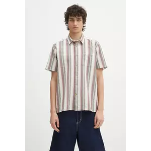 Barbour cămașă din bumbac Barbour Lipton Striped S/S Relaxed Fit Shirt culoarea verde, cu guler clasic, relaxed, MSH5600 imagine