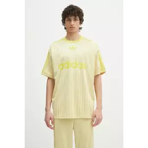 adidas Originals tricou Adicolor Poly T culoarea galben, cu imprimeu, JP1026 imagine