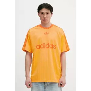 adidas Originals tricou Adicolor Poly T culoarea portocaliu, cu imprimeu, JP1027 imagine