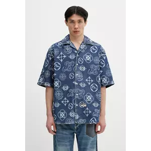 Evisu cămașă jeans Monogram AOP Denim SS cu guler clasic, relaxed, 2ESHTM5DI1147 imagine