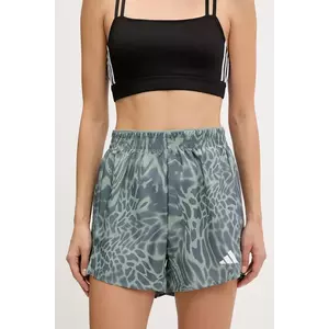 adidas Performance pantaloni scurți de antrenament Train Essentials culoarea verde, cu imprimeu, high waist, JE8690 imagine