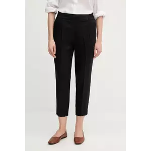 Sisley pantaloni din in culoarea negru, drept, high waist, 4AGHLF00S imagine