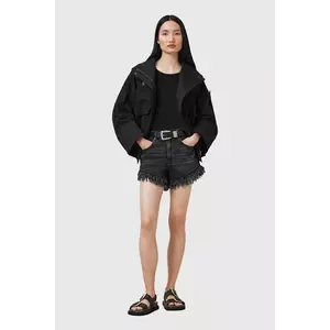 AllSaints pantaloni scurți din bumbac ASTRID FRAY culoarea negru, uni, high waist, W036EA imagine