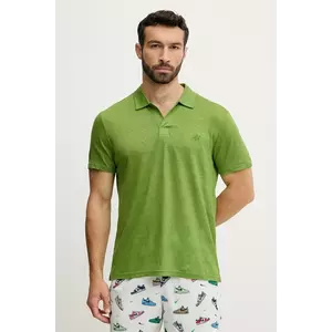 Vilebrequin polo din in PYRAMID culoarea verde, uni, PYRE9O00 imagine
