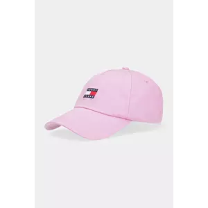 Tommy Jeans șapcă de baseball din bumbac culoarea bej, cu imprimeu, AW0AW16991 imagine
