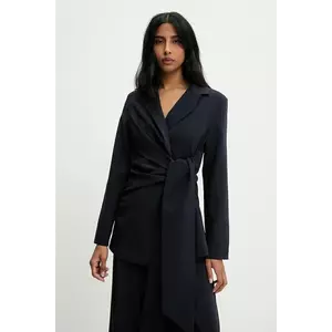Answear Lab sacou culoarea albastru marin, un singur rand de nasturi, neted imagine