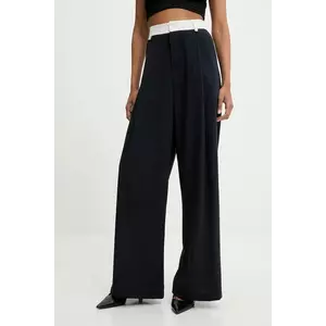 Answear Lab pantaloni culoarea albastru marin, lat, high waist imagine