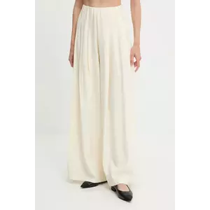 Answear Lab pantaloni culoarea bej, lat, high waist imagine