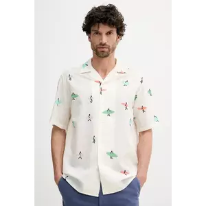 United Colors of Benetton cămașă de in culoarea bej, relaxed, 5HPWUQ05B imagine