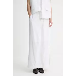 Gestuz fustă din amestec de in culoarea alb, maxi, drept, 10910283 imagine