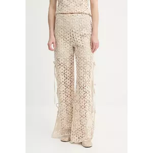 Alohas pantaloni Dibun culoarea bej, drept, high waist, R100905 imagine